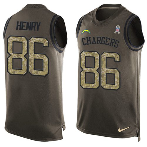 Nike Chargers #86 Hunter Henry Green Men's Stitched NFL Limited Salute To Service Tank Top Jersey - Click Image to Close